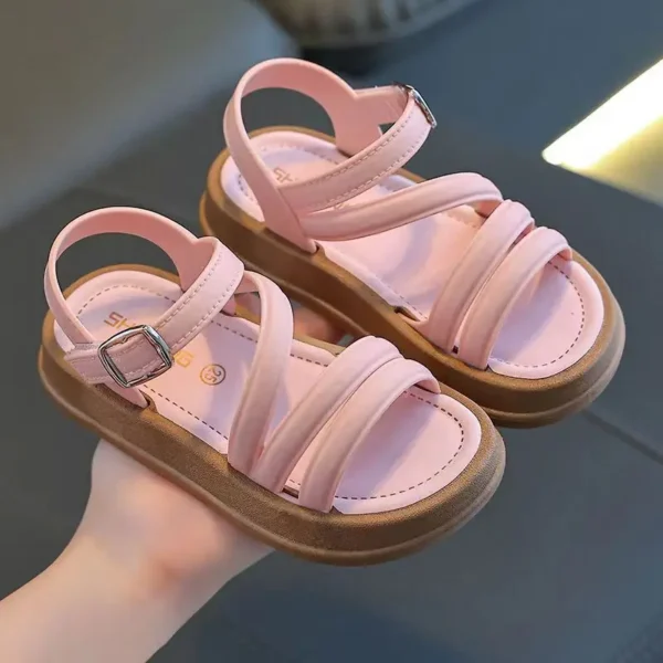 PEYOUR Trendy Cute Solid Color Open Toe Sandals For Girls, Breathable Lightweight Sandals For All Seasons - Image 6