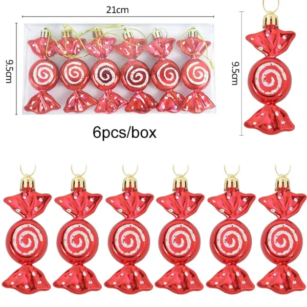 6Pcs Christmas Red Candy Crutch Lollipop Xmas Tree Hanging Pendant Ornaments 2024 New Year Gift Christmas Home Decoration 2023 - Image 6