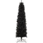 Best Choice Products 7.5ft Black Artificial Holiday Christmas Pencil Tree for Home, Office, Party Decoration w/ 972 Tips, Metal