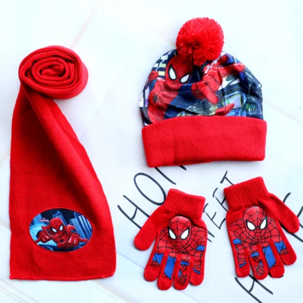 New Autumn Winter Children Hat SpiderMan Red Halloween Cartoon Scarf Hat Glove Warm knitted hat Boy Girl Cap Child Christmas Hat - Image 5