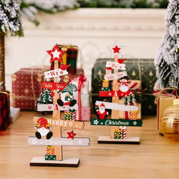 Desktop Christmas Tree Santa Claus DIY Decoration Wooden Christmas Signs Plaque Xmas Decoration 2024 New Years Party Gifts - Image 5