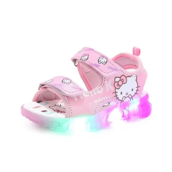 2024 Summer Baby LED Light Sandals For Girls Cute Hello Kitty Children's Casual Shoes Anti-slip Kids Beach Shoes Outdoor Shoes - Image 6