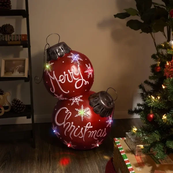 30" H Indoor/Outdoor Christmas Ball Ornament with Color Changing LED Lights