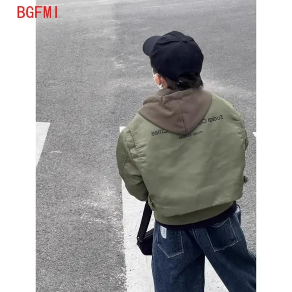Teens Boys Spring Autumn Patchwork Zipper Outerwear & Coats 2024 New Korean Hooded Baseball Suit Baby Boy Fake Two Spring Tops - Image 4