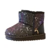 Kids Snow Boots 2024 Winter New Sequin Princess Ankle Boots Plush Warm Cotton Shoes Toddler Non-slip Sneakers Pink Girl's Boot - Image 5