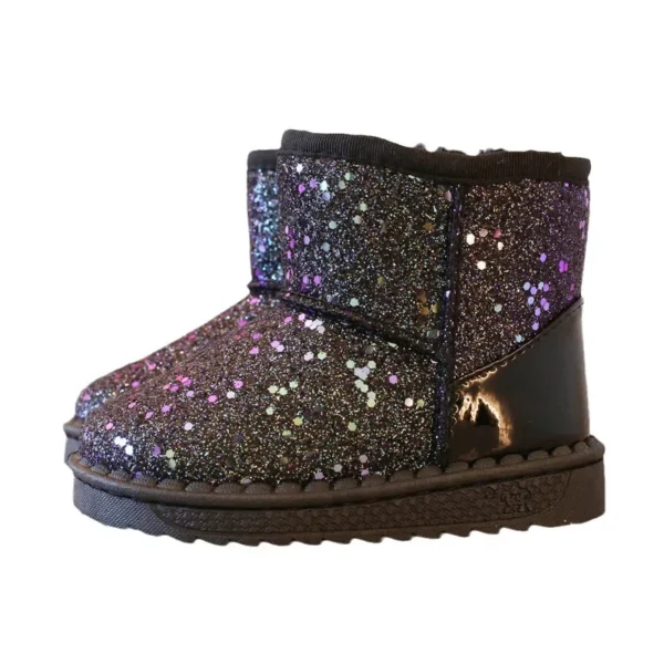 Kids Snow Boots 2024 Winter New Sequin Princess Ankle Boots Plush Warm Cotton Shoes Toddler Non-slip Sneakers Pink Girl's Boot - Image 5