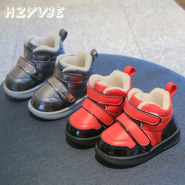 2023 Winter New Plus Thickened Baby Walking Cotton Shoes Children's Add Velvet Warm Snow Boots Non Slip Outdoor Sports Shoes - Image 3