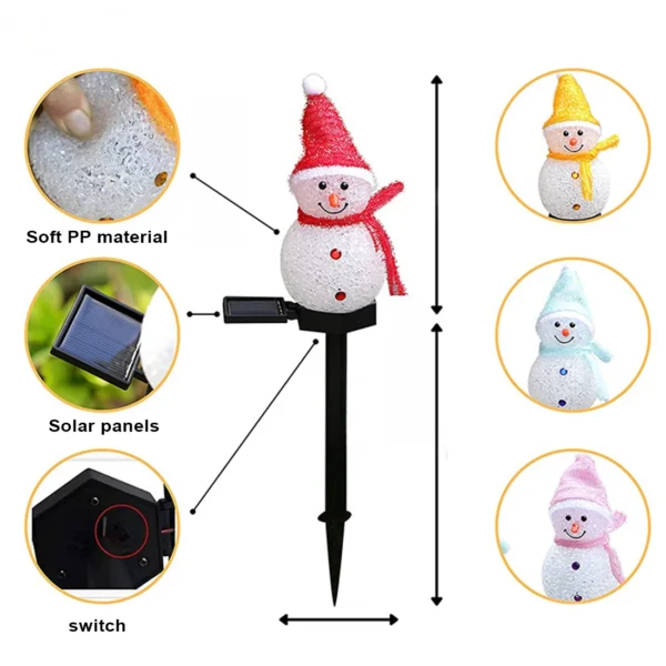 2024 New Christmas Snowman Decoration Light LED Solar Lights Outdoor Waterproof Post Lamp Garden Lawn Landscape Nightlight - Image 6