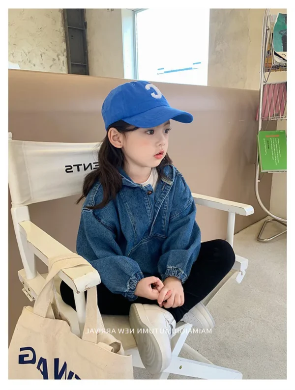 3443C Girl Cowboy Hooded Jacket Autumn New Korean Zipper Hooded Jacket Girl's Denim Coat 2-9Year Kid's Coat Outerwear - Image 6