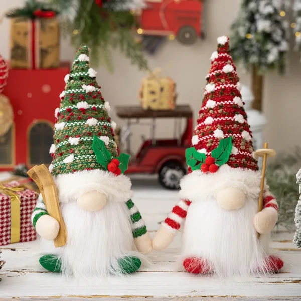 AlliLit 2024 Christmas Doll Sled Elf Ski Gnome with Led Light Christmas Decorations for Home Xmas 2024 New Year 28cm - Image 4