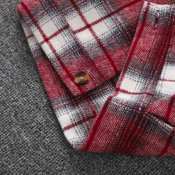 1-6 year old boys' spring and autumn style spliced fleece collar single breasted checkered versatile casual jacket - Image 6