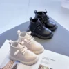 Children Spring Autumn short Boots Boys Fashion Solid British Boots Girls Fashion Warm Short Boots Baby Quality Leather Shoes - Image 4