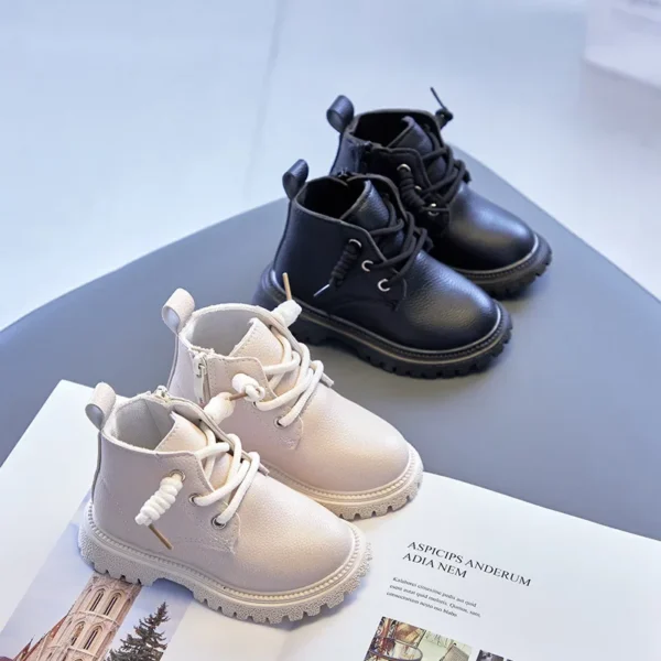 Children Spring Autumn short Boots Boys Fashion Solid British Boots Girls Fashion Warm Short Boots Baby Quality Leather Shoes - Image 4