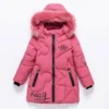 Big Size Teenager Winter Keep Warm Girls Jacket Letter Long Style Hooded Windbreaker Coat For Kids Children Christmas Outerwear - Image 6