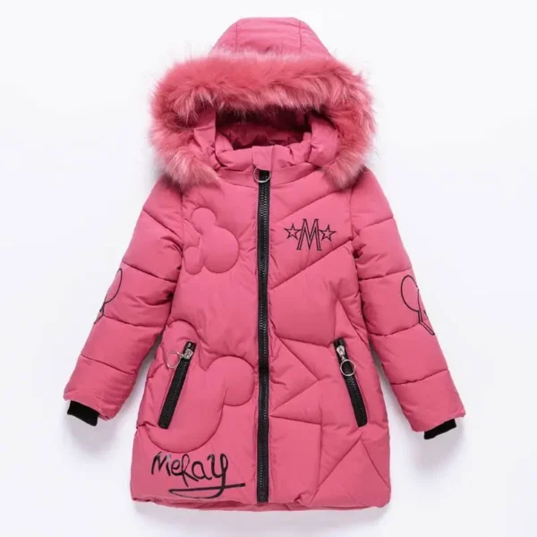 Big Size Teenager Winter Keep Warm Girls Jacket Letter Long Style Hooded Windbreaker Coat For Kids Children Christmas Outerwear - Image 6