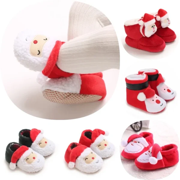 Winter Christmas Snow Boots Cute Cartoon Santa Claus children's Shoes For Baby Boys And Girls Christmas Shoes Suitable For 0-18M