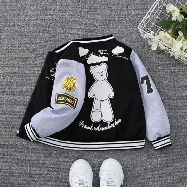 2024 Spring Autumn Baby Boys Jacket Fashion Cartoon Bear Pattern Kids Windbreaker Coats For Children Outerwear Clothing 2-12Year - Image 3