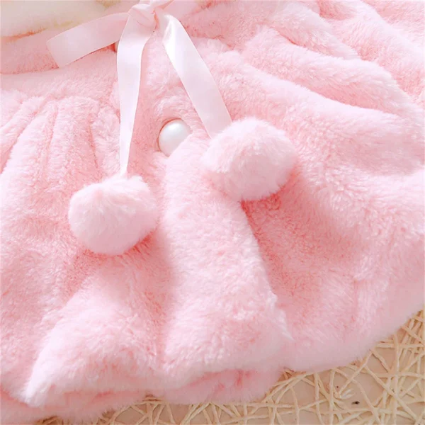 Children's clothing children's new cape girls autumn and winter wool sweater shawl baby ear fleece jacket cape - Image 6