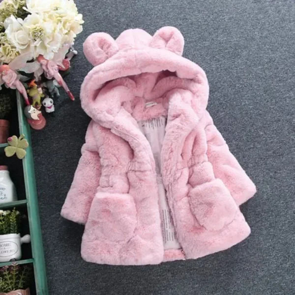 Baby Girls Warm Winter Coats Thick Faux Fur Fashion Kids Hooded Jacket Coat for Girl Outerwear Children Clothing 2 3 4 6 7 Years - Image 2