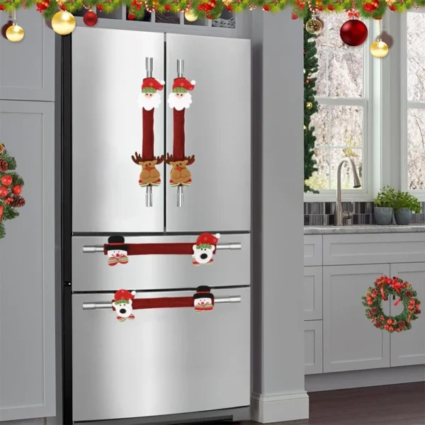 Christmas Plush Cloth Refrigerator Handle Covers Appliance Handle Covers Xmas Decorations for Home 2024 Navidad Natal New Year - Image 3