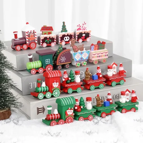 Christmas Wooden Train Merry Christmas Decorations for Home 2024 Xmas Tree Ornament Navidad Noel Kids Gift Happy New Year 2025 - Image 6