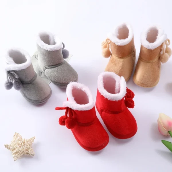 Autumn Winter Warm Newborn Boots Baby Girls Boys Shoes Toddler Soft Sole Fur Snow Boots Infant Toddler Cotton-Padded Shoes - Image 5