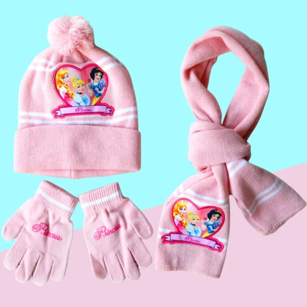 New Autumn Winter Children Hat Elsa Classics Disney Princess Cartoon Cap Scarf Hat Glove Warm knitted hat Girl Christmas Hat - Image 4