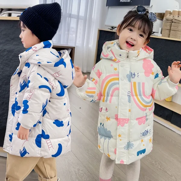 New Girls Boys Down Jacket Winter Coats Children Clothes Hooded Windbreaker Coat For Kids 2-7 Years Cotton Warm Outerwear - Image 2