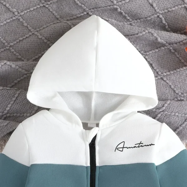 Boys suit 2-7 Years Old Colorblock Coat Long Sleeve Sweatshirt Hoodie Outerwear Trousers suit Children Fashion Clothing - Image 3