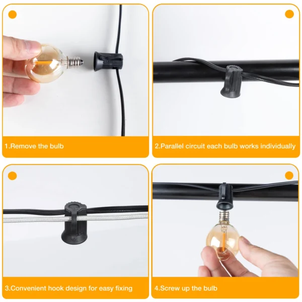 65FT Christmas Connectable LED String Light E12 Base G40 IP44 Waterproof Dimmable Garland Garden Wedding Fairy lights Home Decor - Image 3