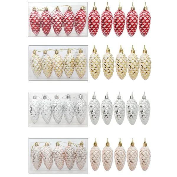 5Pcs Christmas Painted Pine Cone Balls Hanging Pendants Merry Christmas Tree Decoration for Home Xmas Ornament Gift Navidad 2024 - Image 6
