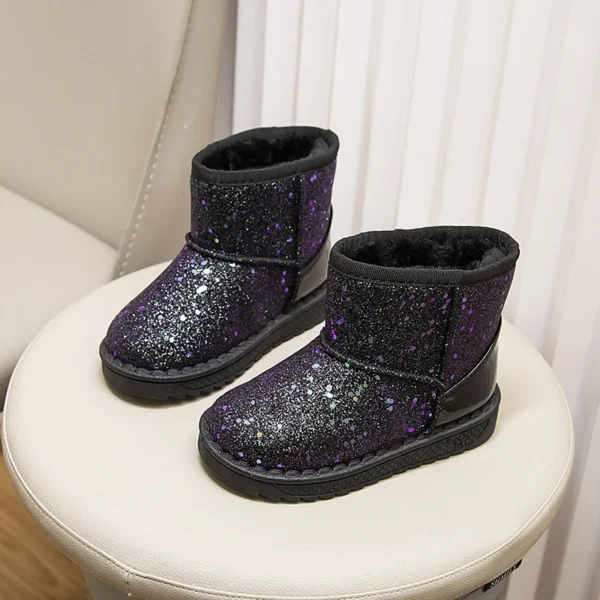 Winter Girl's Snow Boots Glimmer Three Colors Thick Fur Kids Short Boot Warm Beautiful Stylish Slip-on Children Shoes 25-36 - Image 5