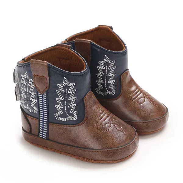 0-18M Fashionable and popular baby shoes Western denim midsole boots autumn and winter warm and anti slip casual walking shoes - Image 2