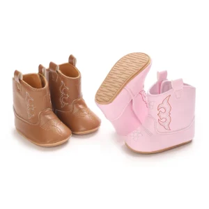 New Baby Little Boots Cute High Quality Soft PU Anti slip Sole Spring and Autumn Fashion 0-18M Newborn Walking Shoes