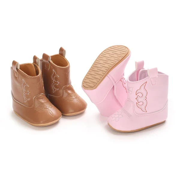 New Baby Little Boots Cute High Quality Soft PU Anti slip Sole Spring and Autumn Fashion 0-18M Newborn Walking Shoes