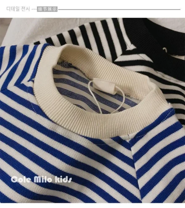 Spring Autumn Stripe Long Sleeves Sweatshirt Kids Boys' Loose Bat Sleeves Tops Girls' Baby Boy Clothes - Image 6