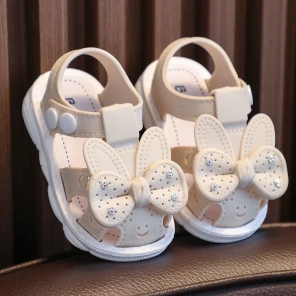 New Summer Aged 0-3 Cute Bow Rhinestone Baby Shoes For Girls Non-Slip Soft-Soled Children Toddler Kids Sandals With Covered Toes - Image 4