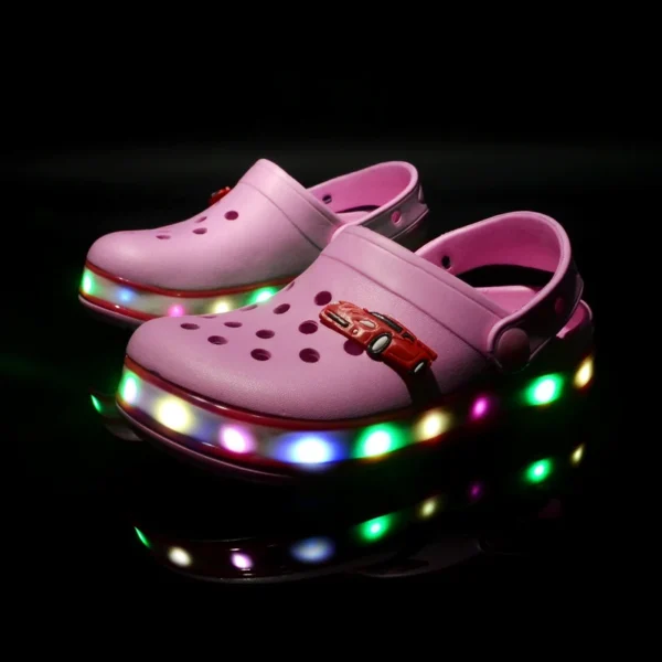 Summer Children Hole Sandals LED Lighted Flashing Light Shoes Boys Girls Beach Sandals Kids Breathable Fashion Sneakers - Image 2