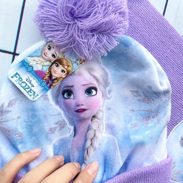 Children's Hat New Fall Winter ELSA Cartoon Hat Scarf Gloves Kids Toddler Girl Hat and Scarf Set - Image 2