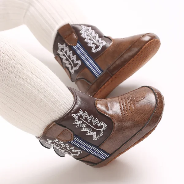 0-18M Fashionable and popular baby shoes Western denim midsole boots autumn and winter warm and anti slip casual walking shoes - Image 6