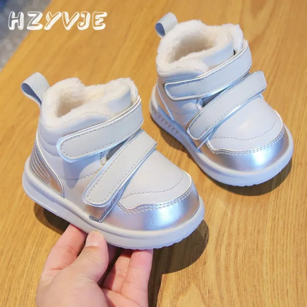 2023 Winter New Plus Thickened Baby Walking Cotton Shoes Children's Add Velvet Warm Snow Boots Non Slip Outdoor Sports Shoes