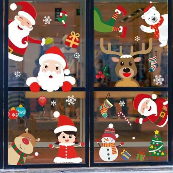 Christmas Window Stickers Merry Christmas Decorations for Home 2024 Christmas Wall Sticker Kids Room New Year Decoration 2025 - Image 2