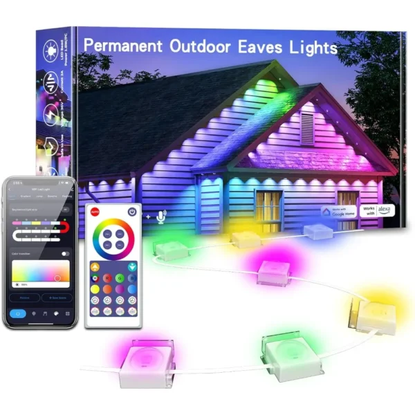 Smart Permanent Outdoor Lights, 100ft Smart Eave Lights for House Christmas Halloween Party Decor,Work with APP/Google Assistant - Image 6