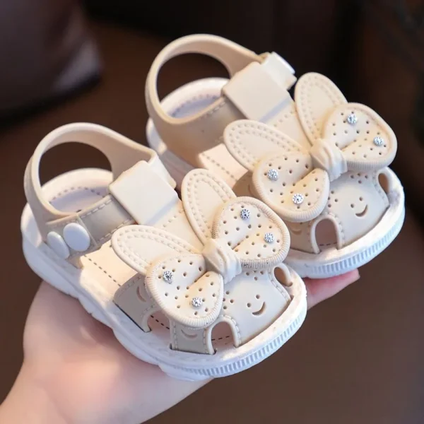 New Summer Aged 0-3 Cute Bow Rhinestone Baby Shoes For Girls Non-Slip Soft-Soled Children Toddler Kids Sandals With Covered Toes - Image 6