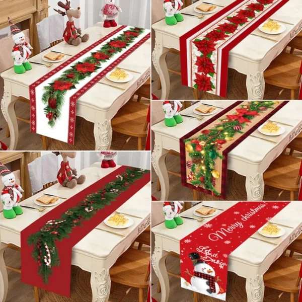 Christmas Table Runner Cloth Merry Christmas Table Decor for Home 2024 Tablecloth Xmas Ornament Navidad Natal New Year Gift 2025 - Image 4