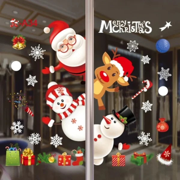Christmas Window Stickers Merry Christmas Decorations for Home 2024 Christmas Wall Sticker Kids Room New Year Decoration 2025 - Image 4