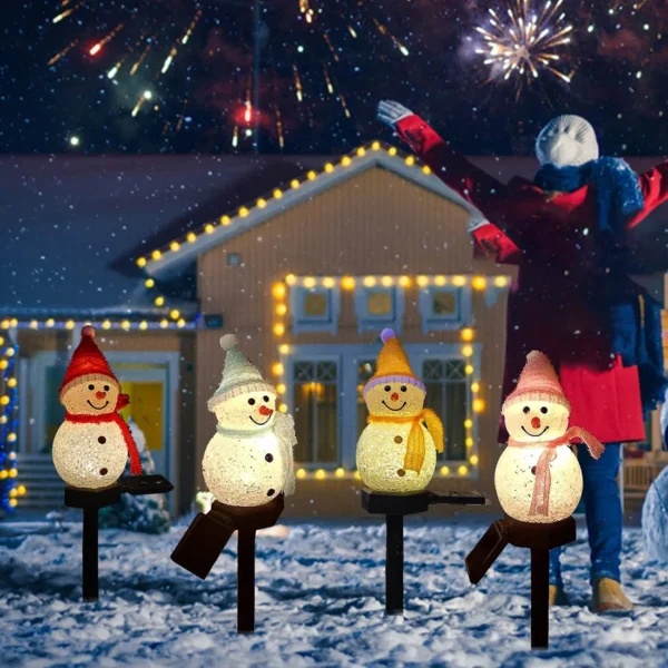 2024 New Christmas Snowman Decoration Light LED Solar Lights Outdoor Waterproof Post Lamp Garden Lawn Landscape Nightlight - Image 3