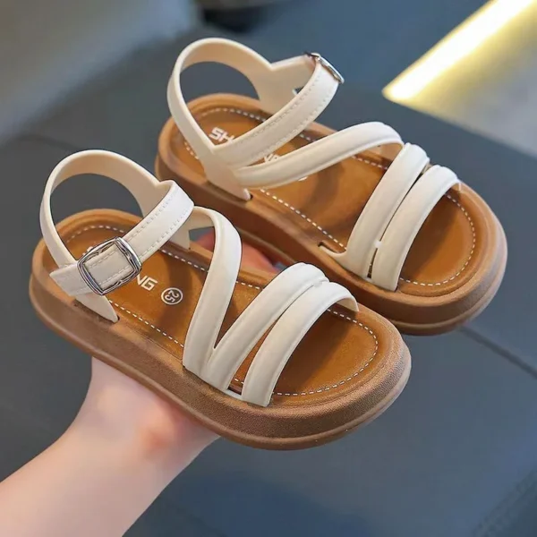 PEYOUR Trendy Cute Solid Color Open Toe Sandals For Girls, Breathable Lightweight Sandals For All Seasons - Image 3