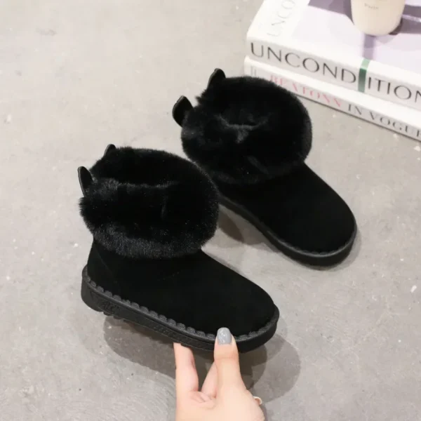 Kids Genuine Cowhide Snow Boots Winter Baby Soft Warm Cotton Shoes with Plush Boys Girls One Fur Suede Boots Princess Retro Boot - Image 2