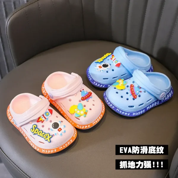 Kids Sandals Hole Children's Shoes Slippers Soft Anti-Skid Cartoon DIY Design Hole Baby Shoes Sandy Beach For Boys Girls - Image 4